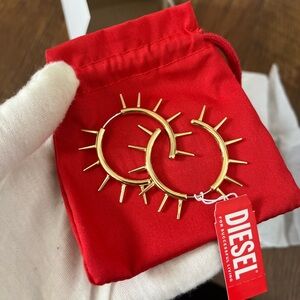 Diesel Men's Women’s Gold-Tone Stainless Steel Front To Back Earrings